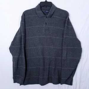 IZOD Long Sleeve Shirt Size Large Gray Stripes ‎ #062